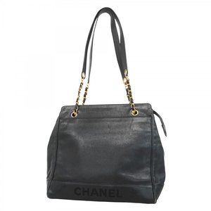 CHANEL Black Caviar Leather Shoulder Bag
